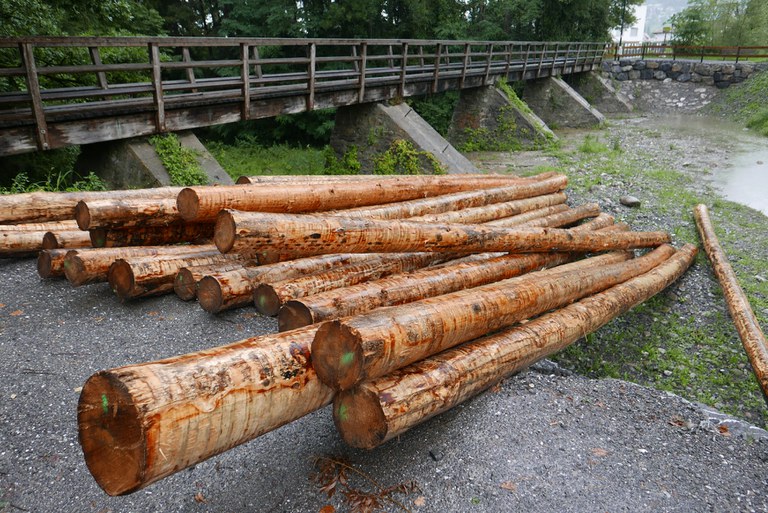 Das derzeit bei der Triftanlage gelagerte Holz wird benötigt, um den ursprünglichen Zustand des Rechens wiederherzustellen.